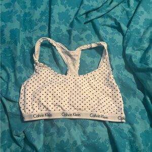 Calvin Klein White and Black Dot Sports Bra